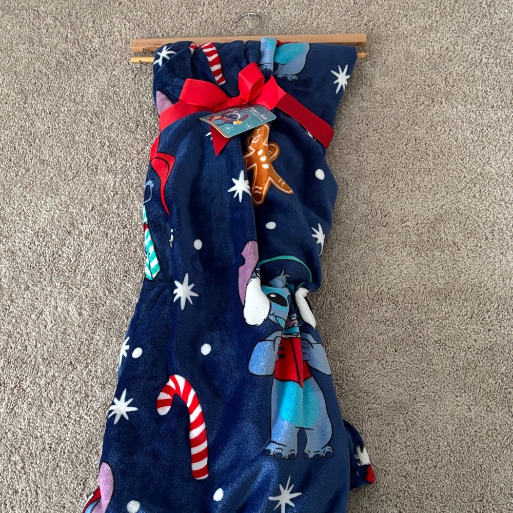 Blue Holiday Blanket with Cartoon Design